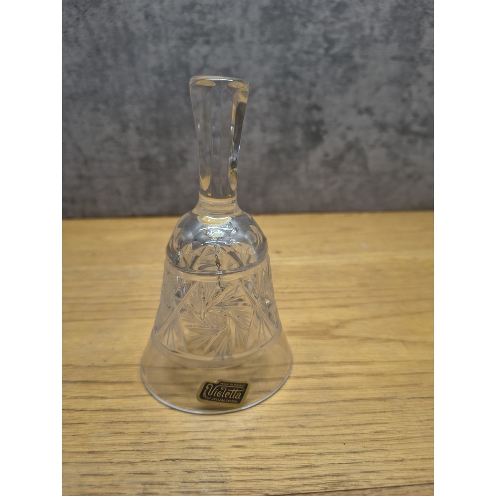 Vintage Violetta Poland 24% Lead Crystal Hand Cut Glass Bell Clear